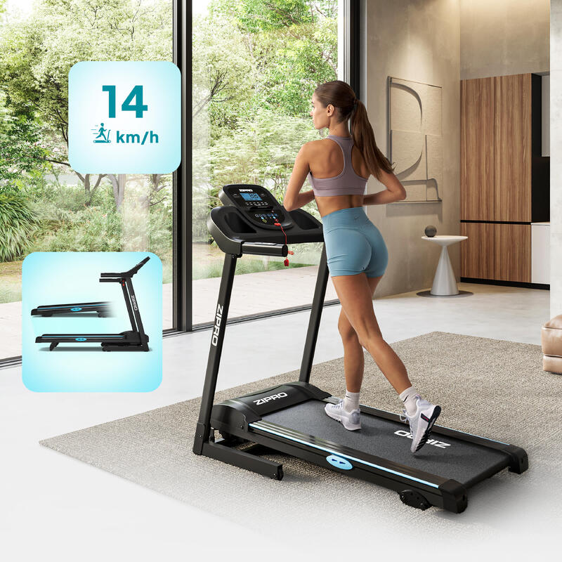 Bandă de alergat Zipro Tekno 120 x 40 cm, 14 km/h difuzoare, MP3 înclinare de 4°
