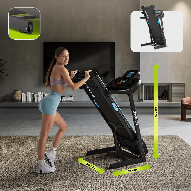 Tapis de course pliant Zipro Tekno 120 x 40 cm, 14 km/h, enceintes MP3, LCD