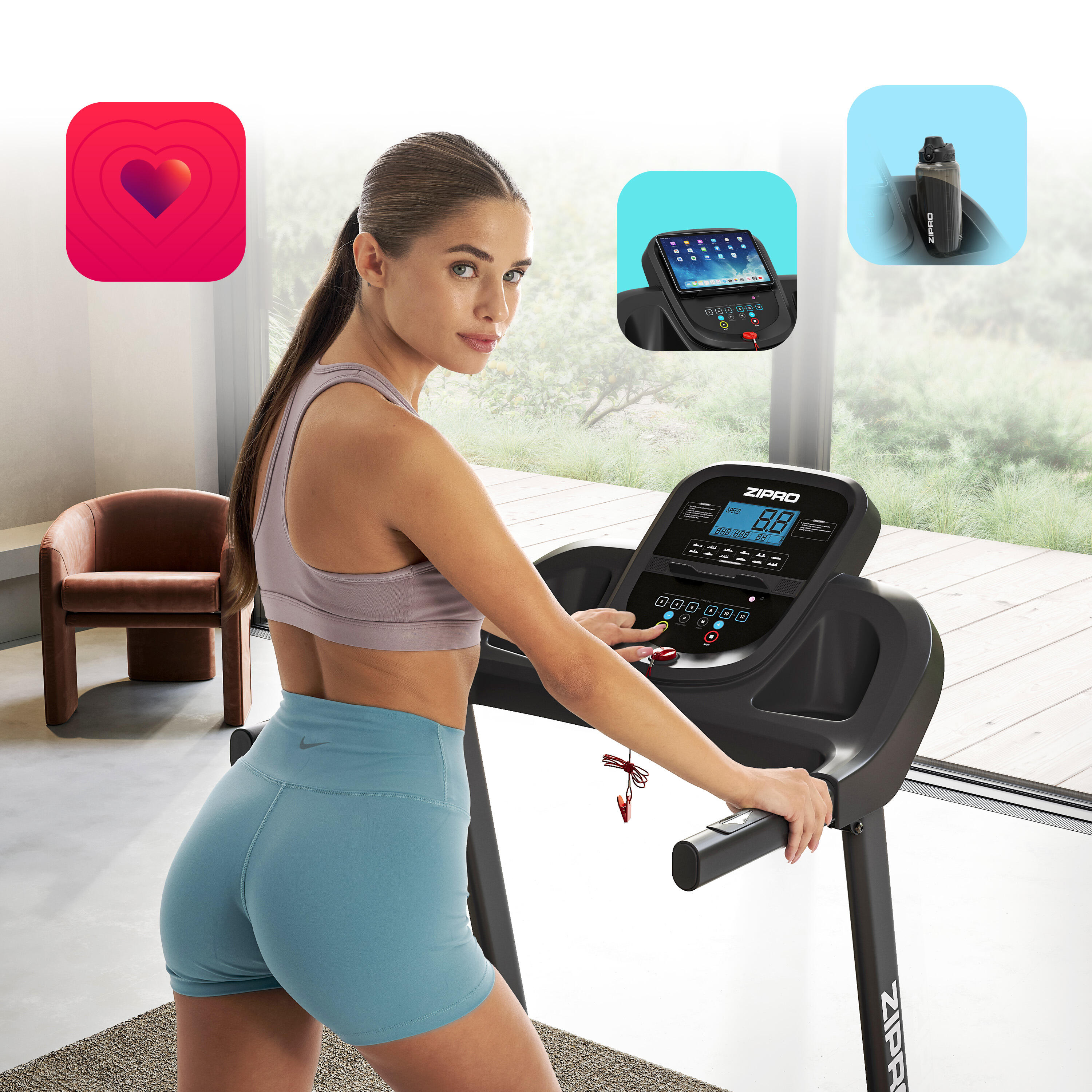 Laufband Zipro Tekno 120 x 40 cm, 14 km/h, Lautsprecher, LCD, MP3, 4° Neigung 4/8