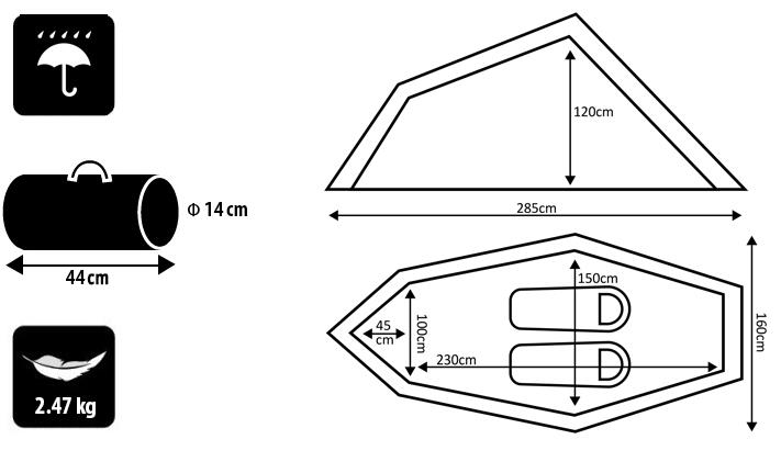 Tenda campeggio Peme Forest 2 persone tunnel 2.5 kg 2/8