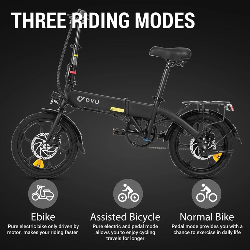 Bicicleta eléctrica urbana DYU A1F Pro de 16", 250 W, 36 V y 7,5 Ah 6/7