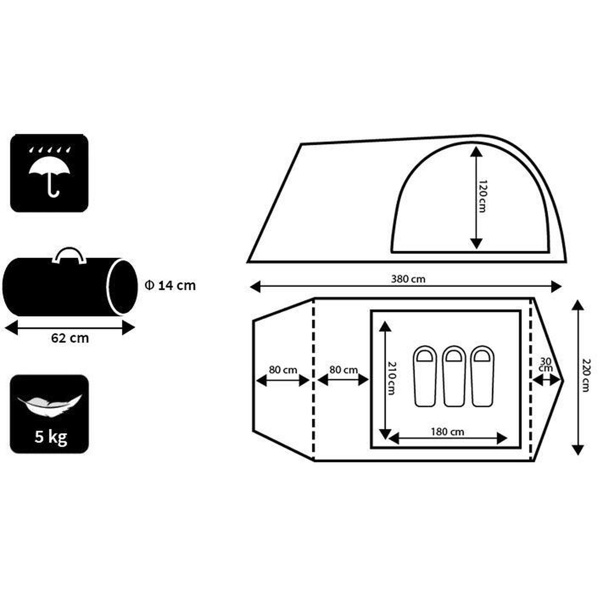 Cort Camping Peme Taurus 3 Persoane trekking