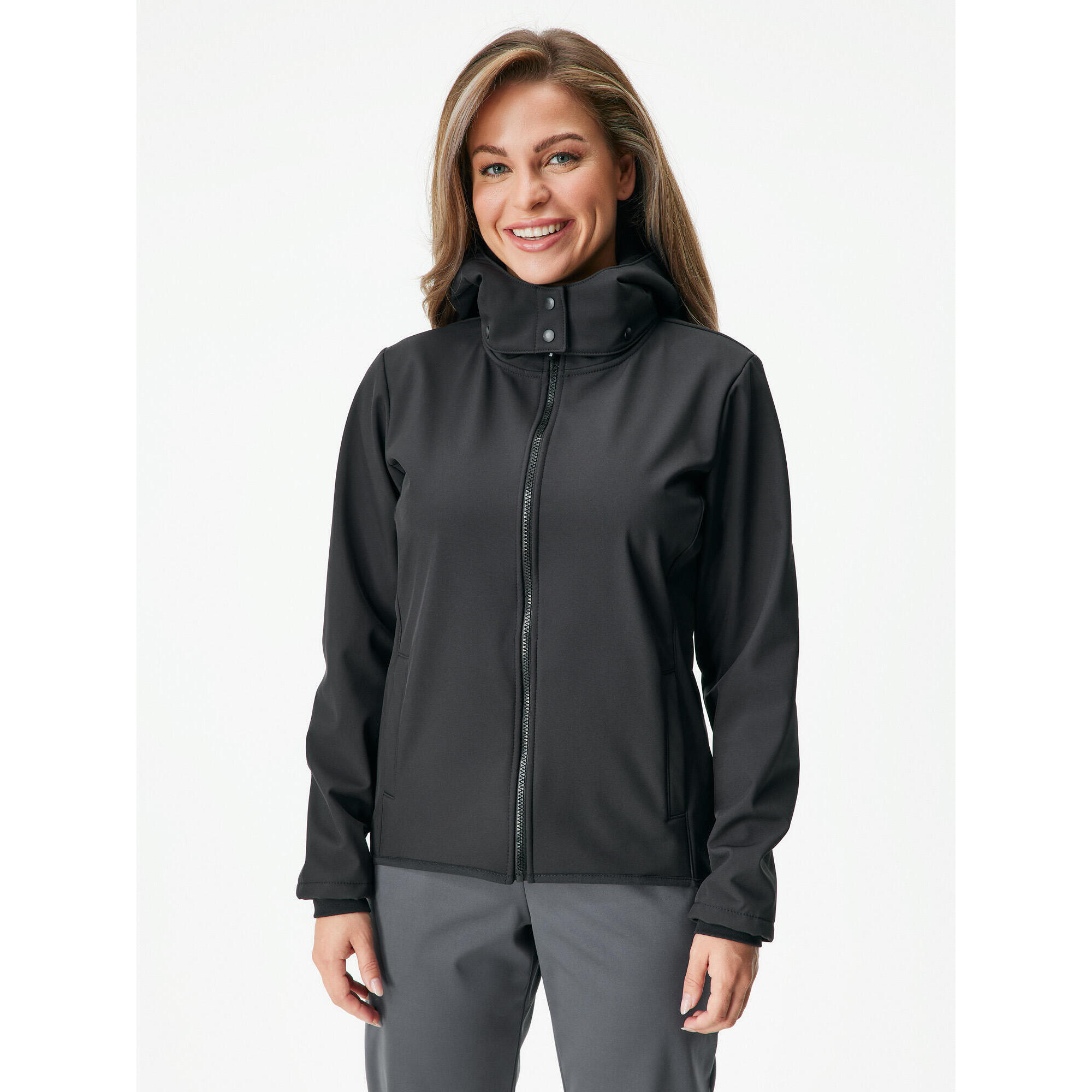 UNUO Dámská softshellová bunda s fleecem Slim, Černá