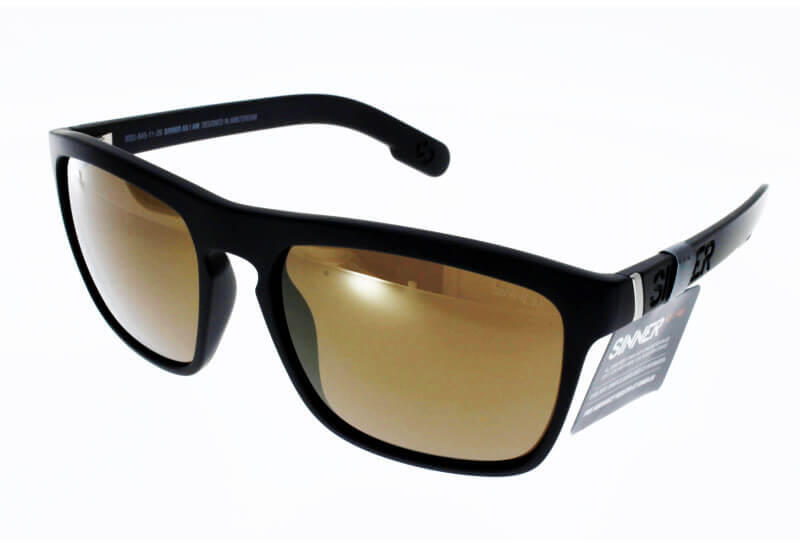 SINNER Thunder X Unisex Hiking Sunglasses - Matte Black, Gold Mirror Cat.3