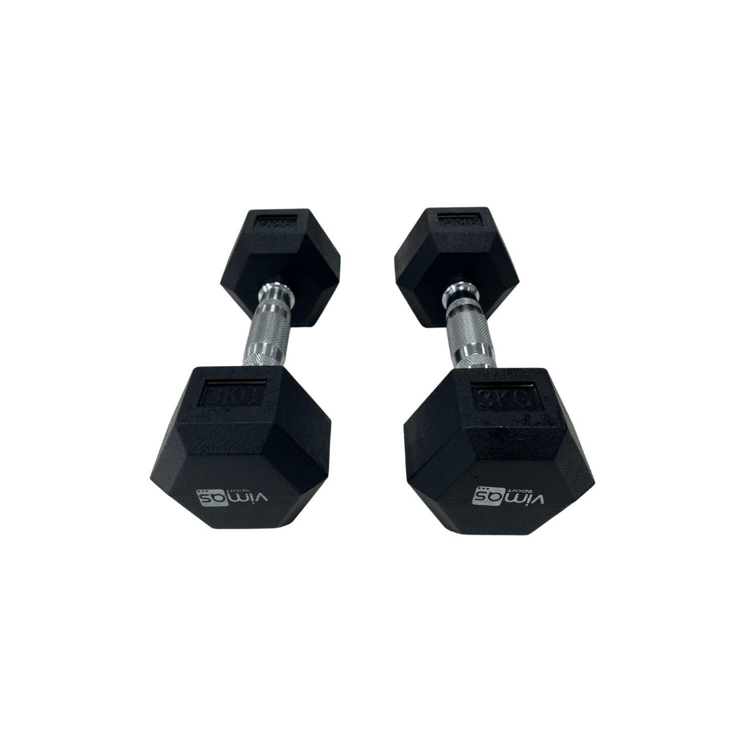 Conjunto 2 pcs. Halteres hexagonais de borracha 17,5 kg