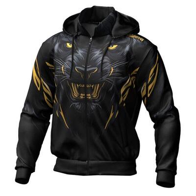 Sport hoodie voor heren met rits extreme hobby black panther