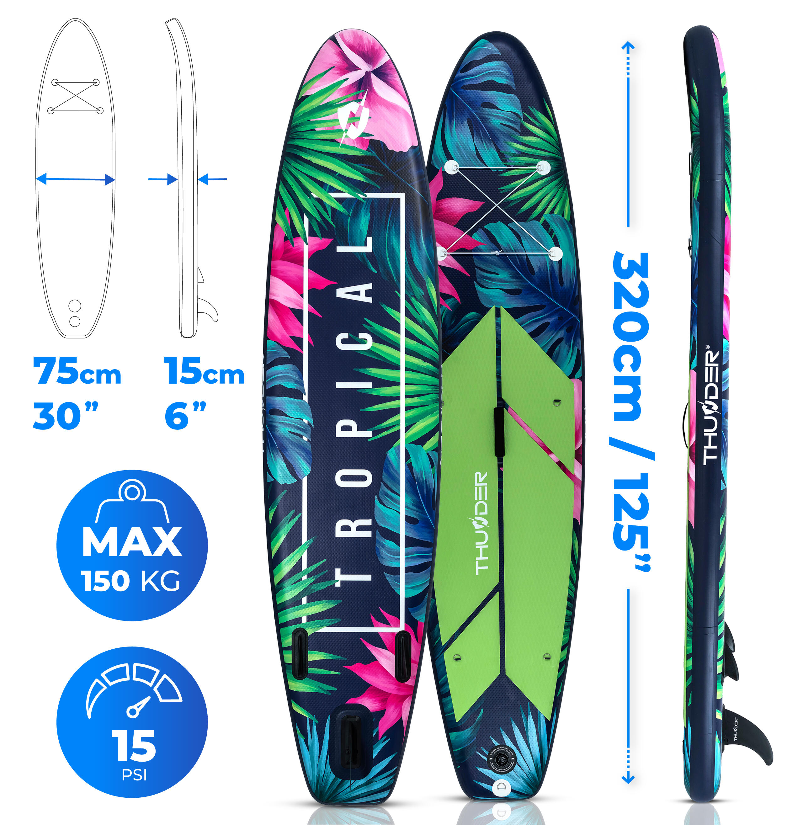 Opblaasbaar SUP-board met accessoires THUNDER TROPI 320cm 2/8