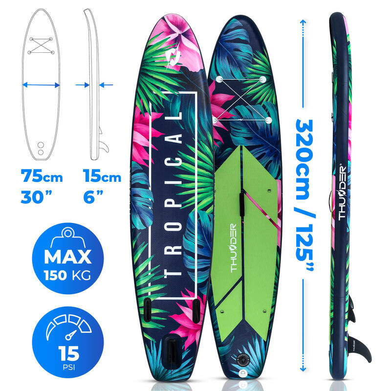 Placă SUP 320 cm THUNDER plutitoare gonflabilă set rucsac scaun