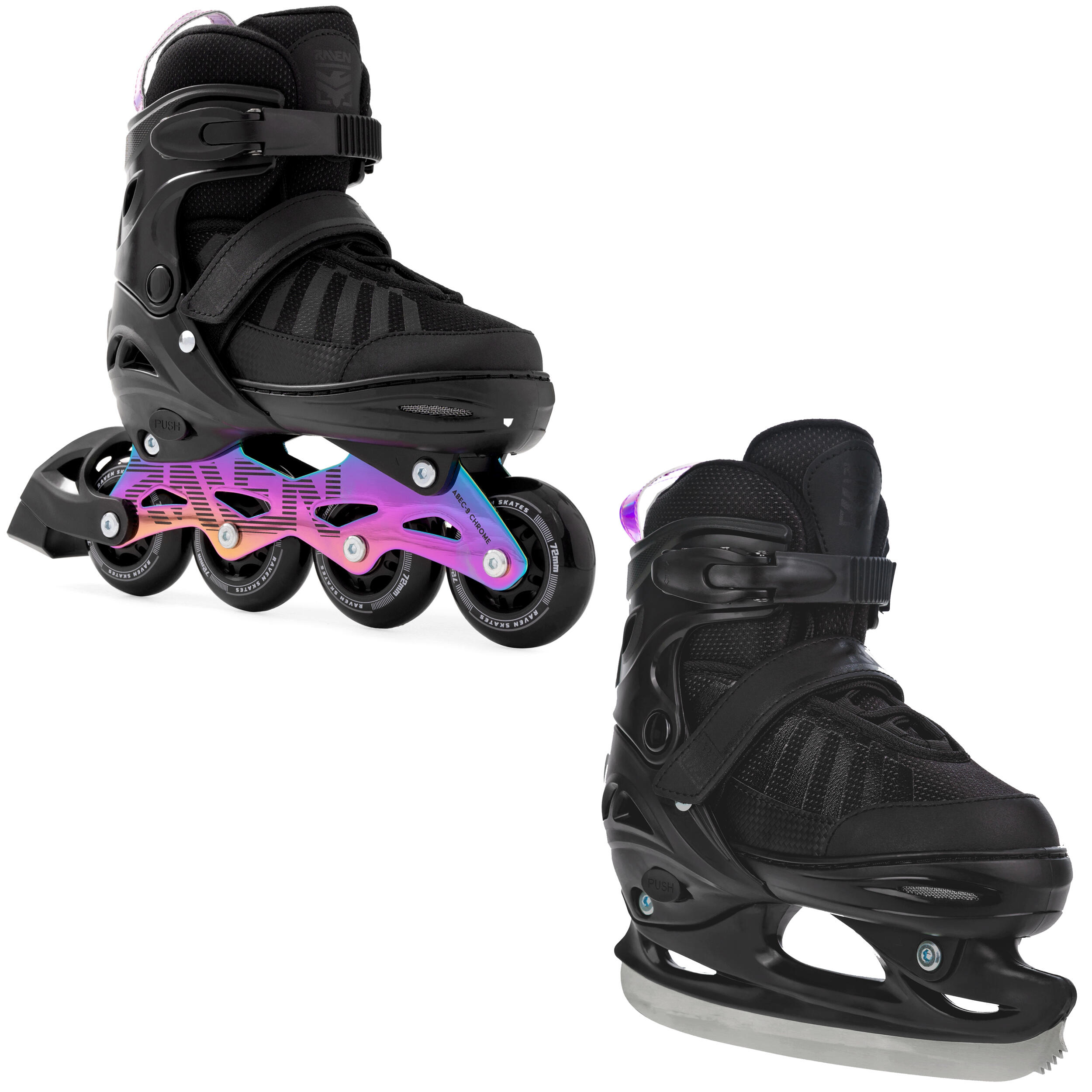 Pattini In Linea Raven Expert Regolabili - Nero, Ruote 76-80 Mm, Cuscinetti ABEC 7, Per Principianti E Esperti - Foto 8