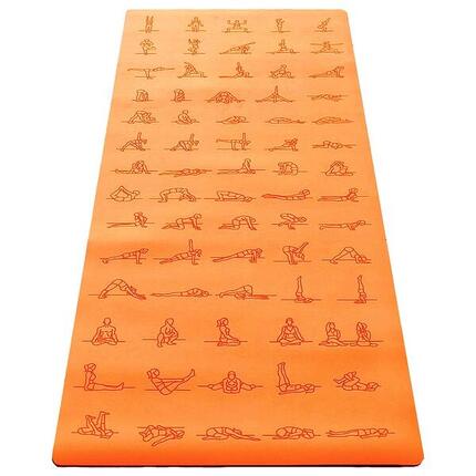 Yoga mat rubber-PU 5 mm asanas gegraveerd grip droge of natte handen