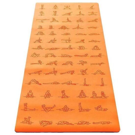Yoga mat rubber-PU 5 mm asanas gegraveerd grip droge of natte handen