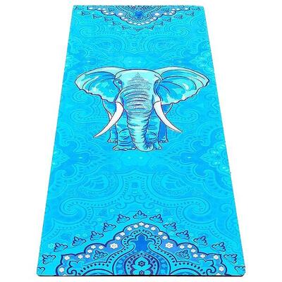 Yogamat. comfort rubber-microvezel 5mmx68cmx1.83m - blauwe olifant