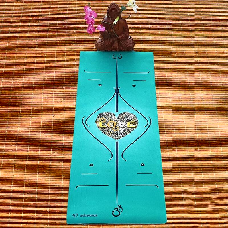 Tapis yoga écologique nouvelle conception 3 plis - 6mm - lignes position