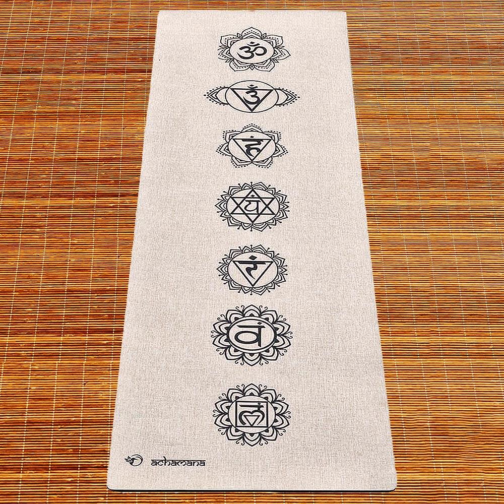 Tapete de yoga caucho natural y cáñamo 4,5mmx61cmx1,83m 7 chakras 6/7