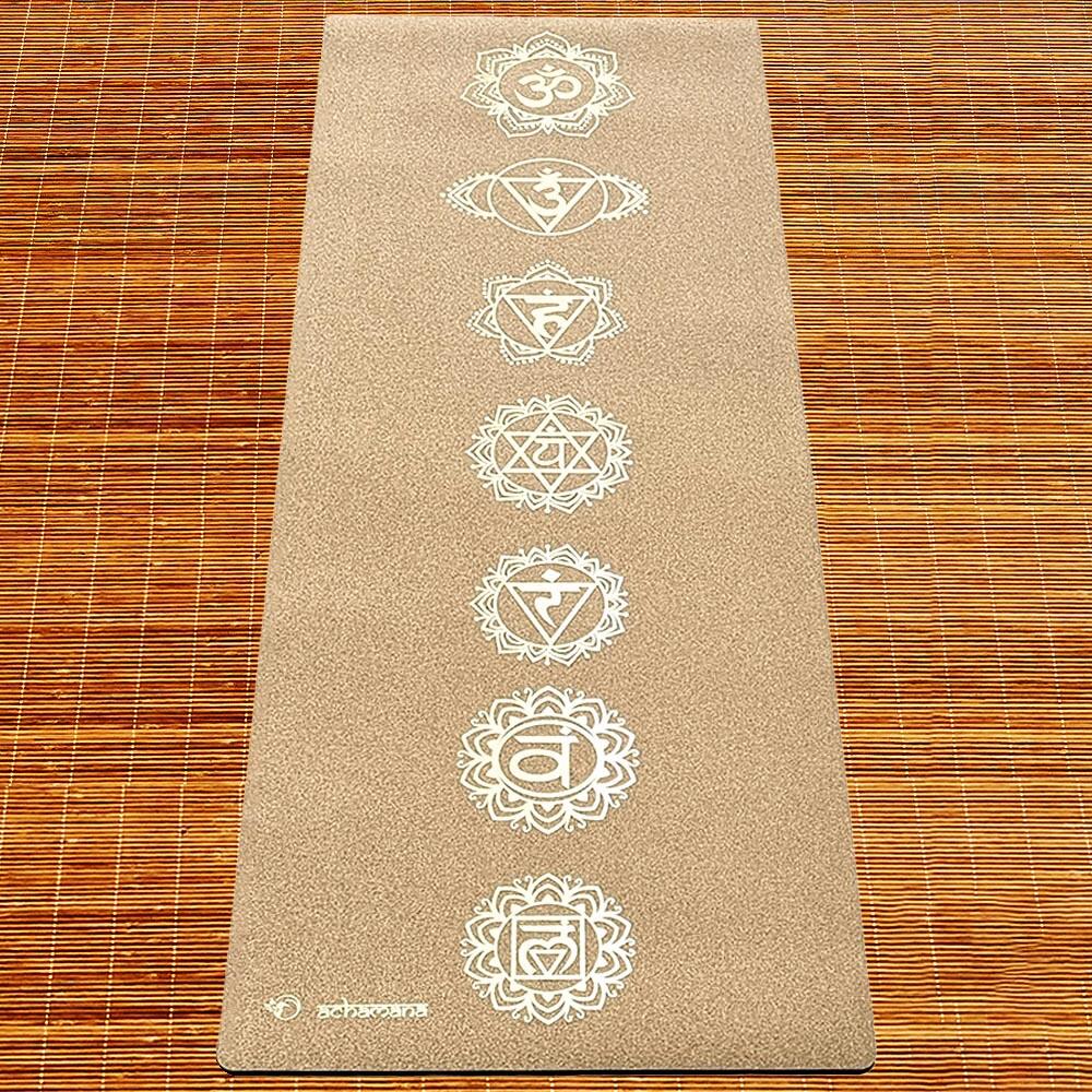 Tapete de yoga de corcho, nueva generación, 3 capas, 6mmx68cmx1,83m , 7 chakras 2/7