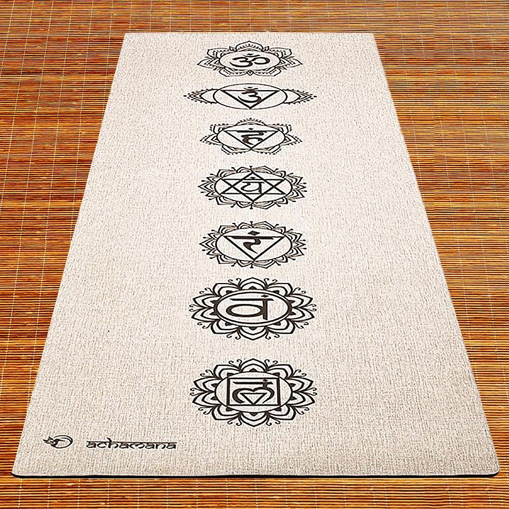 Esterilla de yoga de caucho y cáñamo 4,5 mm + bolsa impermeable - 7 chakras 3/7