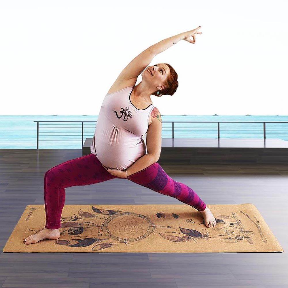 Tapete de yoga, goma antideslizante y corcho 5mmx68cmx1.83m - Atrapasueños 4/7