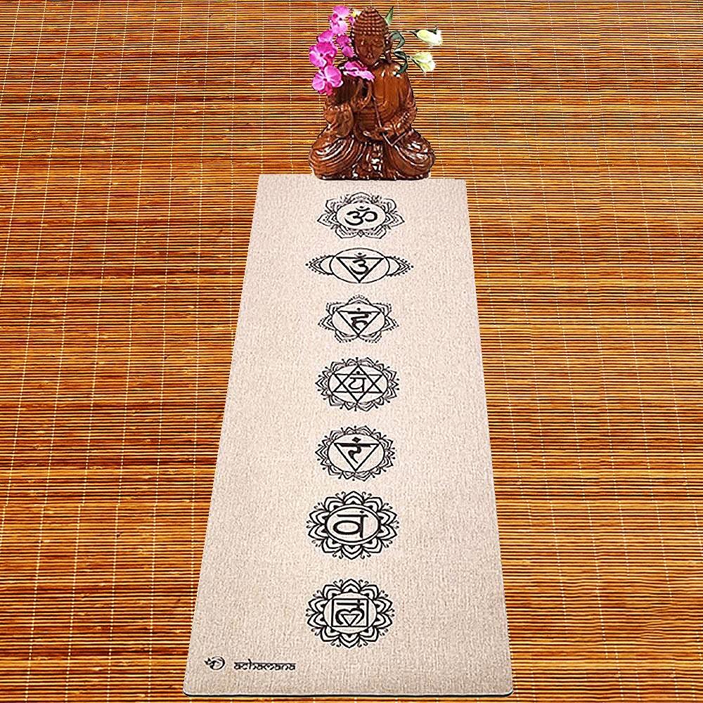 Esterilla de yoga de caucho y cáñamo 4,5 mm + bolsa impermeable - 7 chakras 2/7