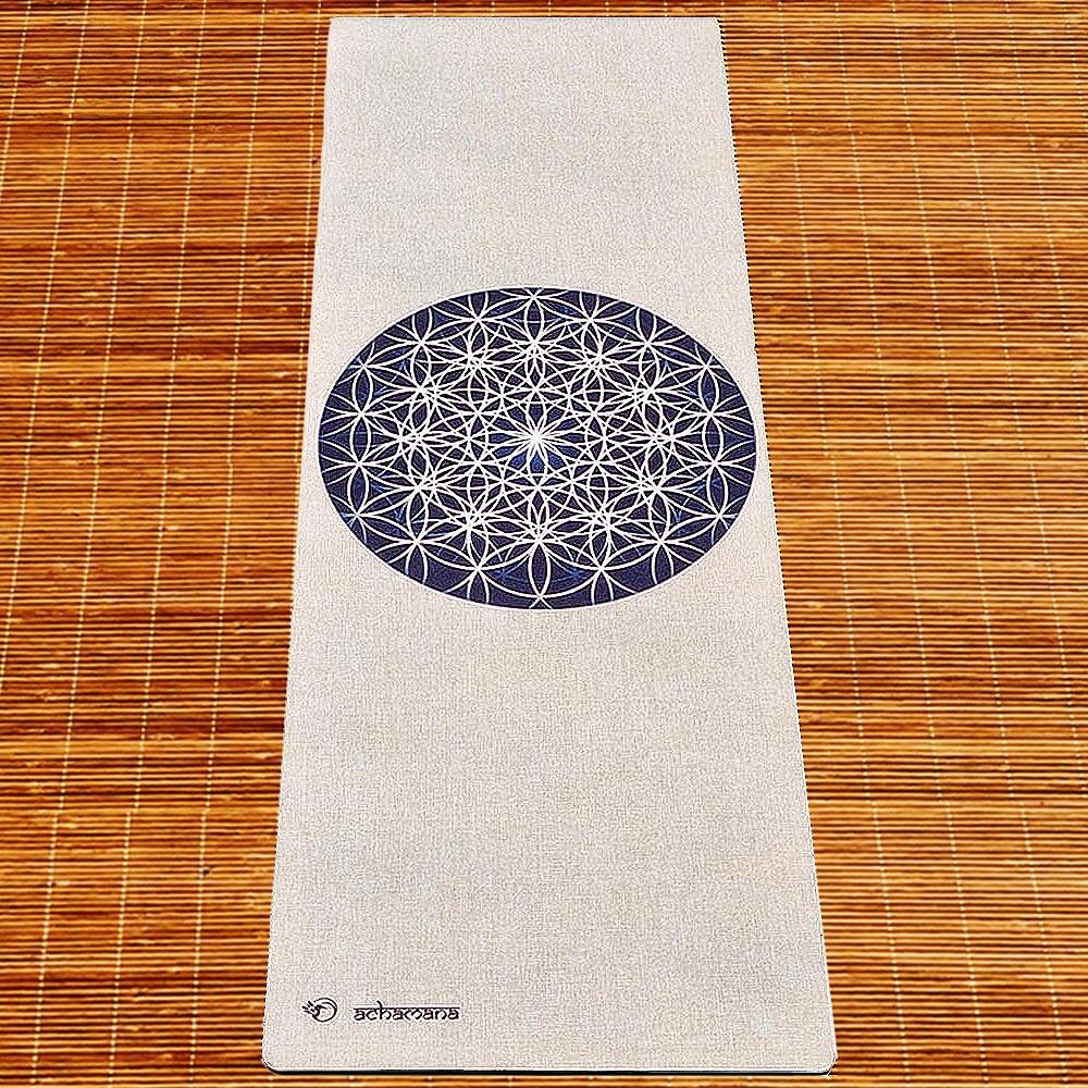 Esterilla de yoga caucho y cáñamo 4,5mm + bolsa de cáñamo, Flor de la vida 2/7