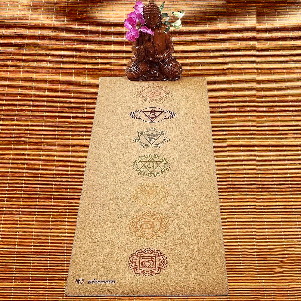 Tapis de yoga gomme caoutchouc & liège 5mm x 68cm x 1,83m - 7 chakras 2/7