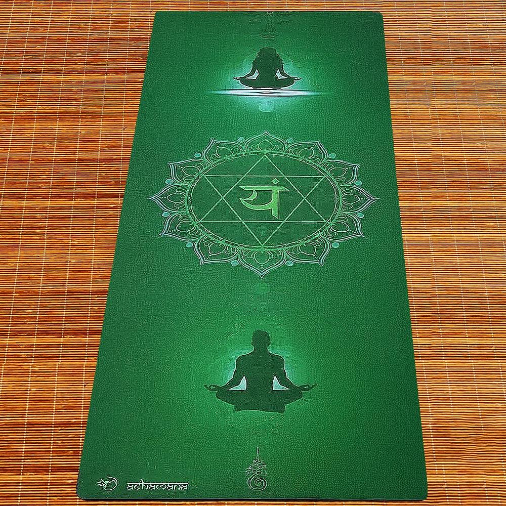 Natuurlijke rubber & microvezel yoga mat 5mmx68cmx1,83m - Hart chakra 2/6