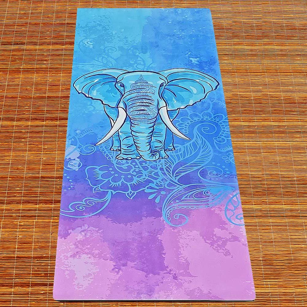 Tapete de yoga caucho natural y microfibra 5mm x 68cm x 1,83m elefante 7/7
