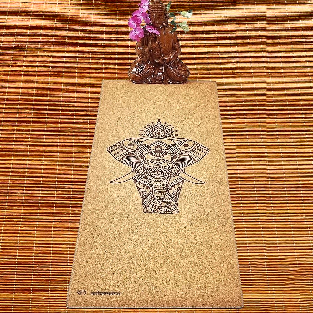 Tapete de yoga de caucho y corcho 5mmx68cmx1.83m - Elefante 2/7