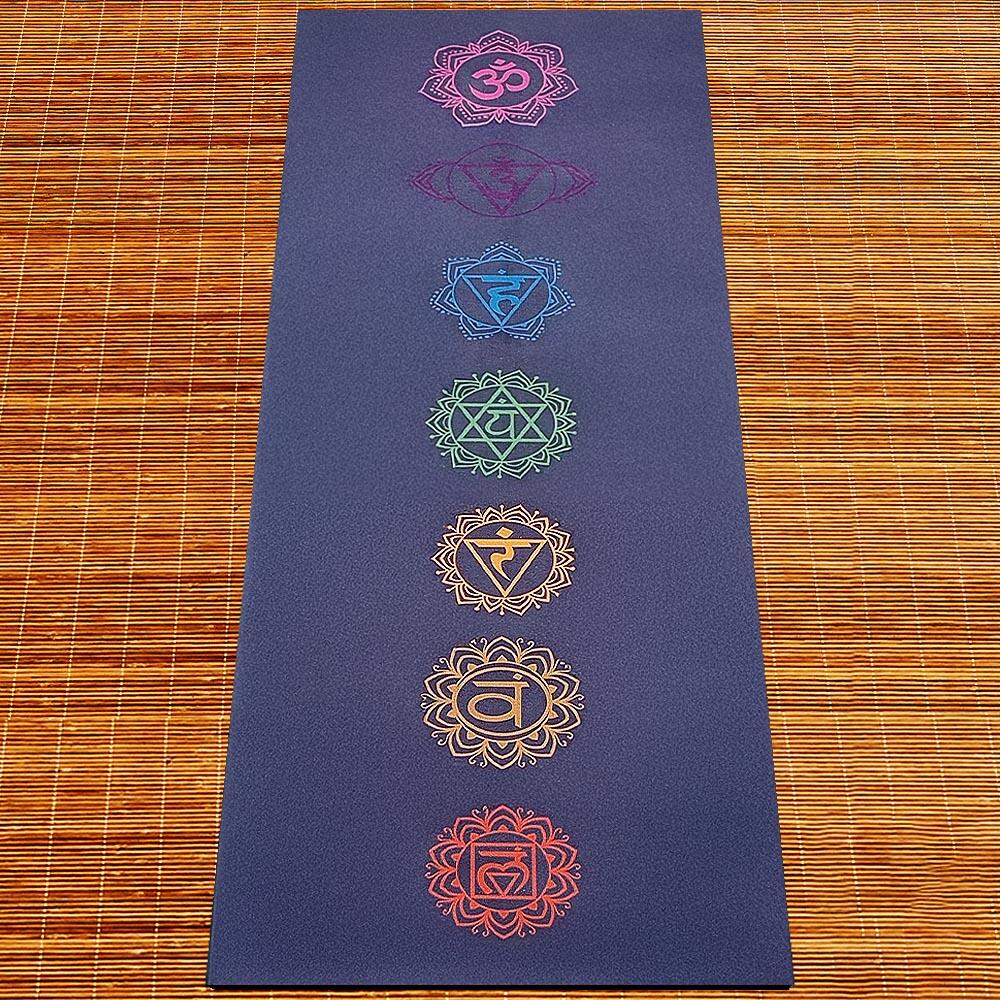 Tapete de yoga caucho natural y microfibra 5mmx68cmx1,83m - 7 chakras 6/7