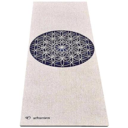 Yogamatte aus Naturkautschuk und Chanvre 4,5mmx61cmx1,83m - Blume des Lebens