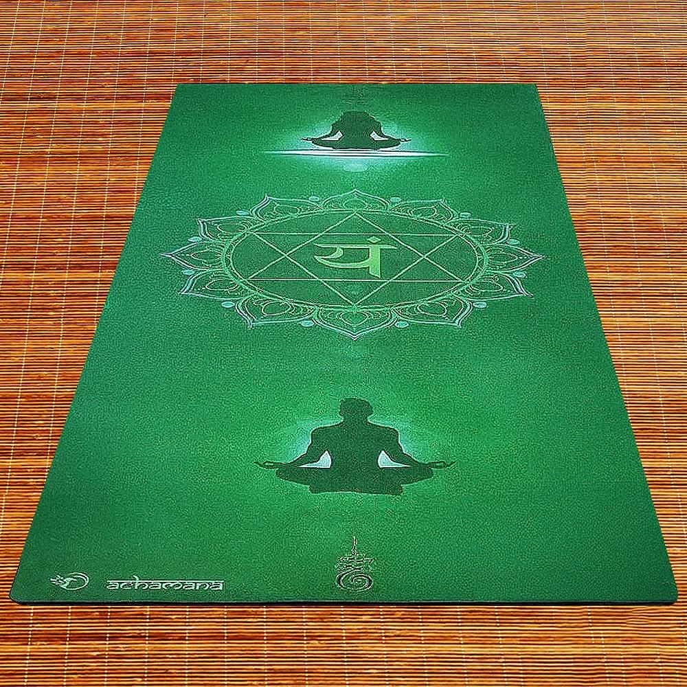Natuurlijke rubber & microvezel yoga mat 5mmx68cmx1,83m - Hart chakra 3/6