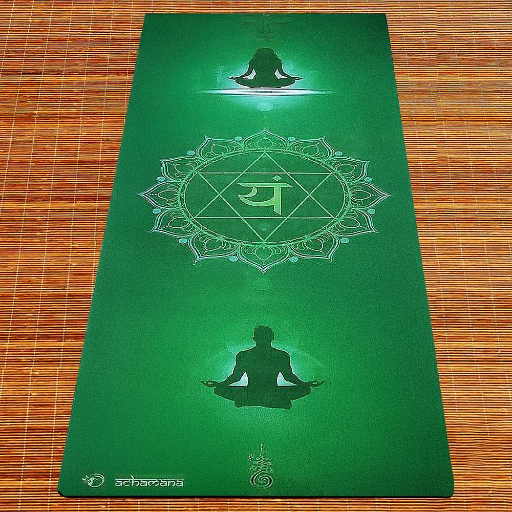 Natuurlijke rubber & microvezel yoga mat 5mmx68cmx1,83m - Hart chakra 6/6