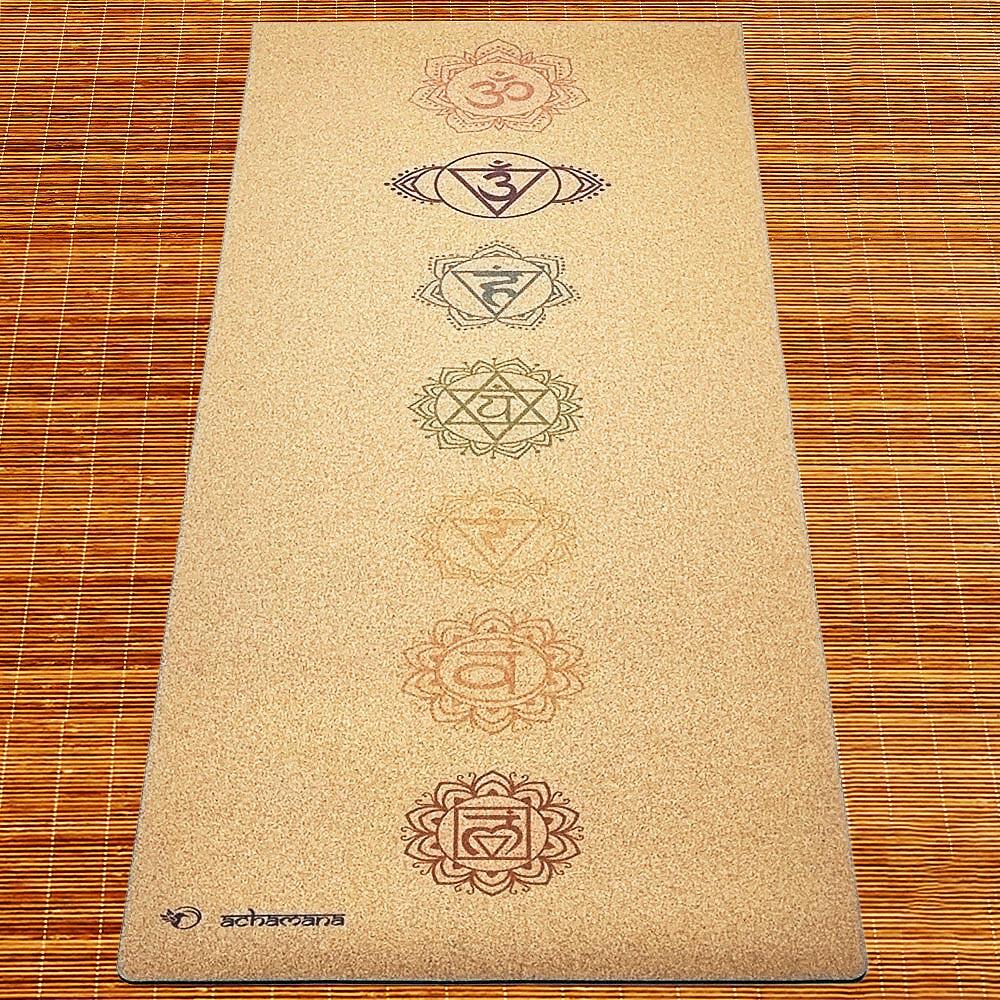 Pack yoga liège 7 Chakras (débutant & yogi) Tapis de yoga roue, 2 briques sangle 2/7
