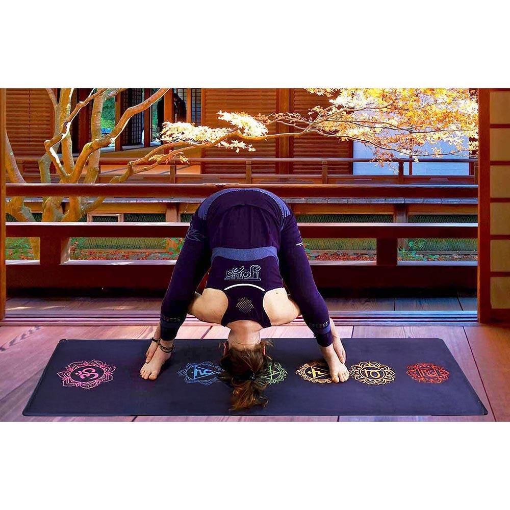 Yogamat natuurrubber & microvezel 5mmx68cmx1,83m - 7 chakra's 7/7