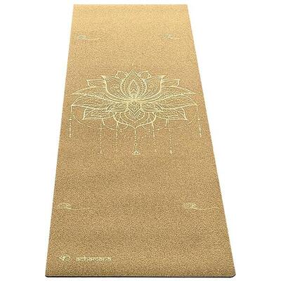 Yogamatte Naturkautschuk & Kork 5mmx61cmx1,83m Lotusblüte