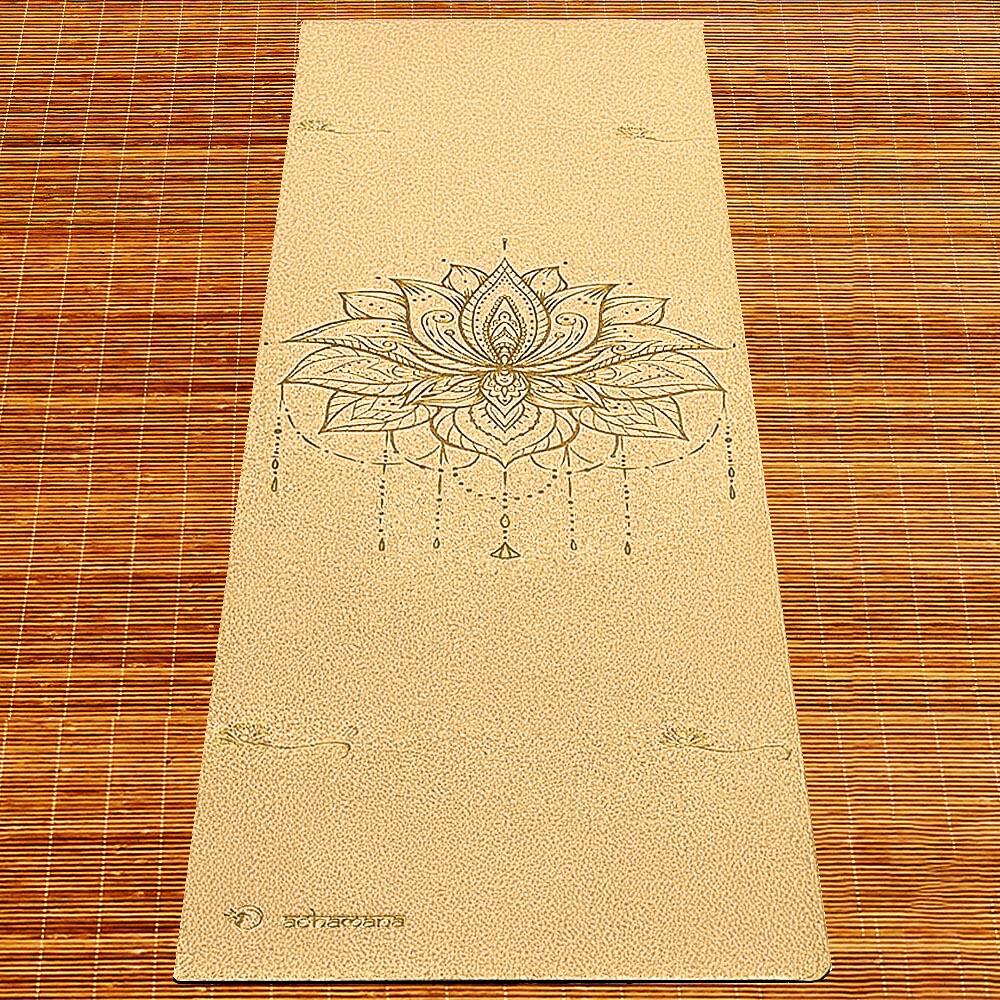 Tappeto yoga in gomma naturale e sughero 5mmx61cmx1,83m Fiore di loto 4/7