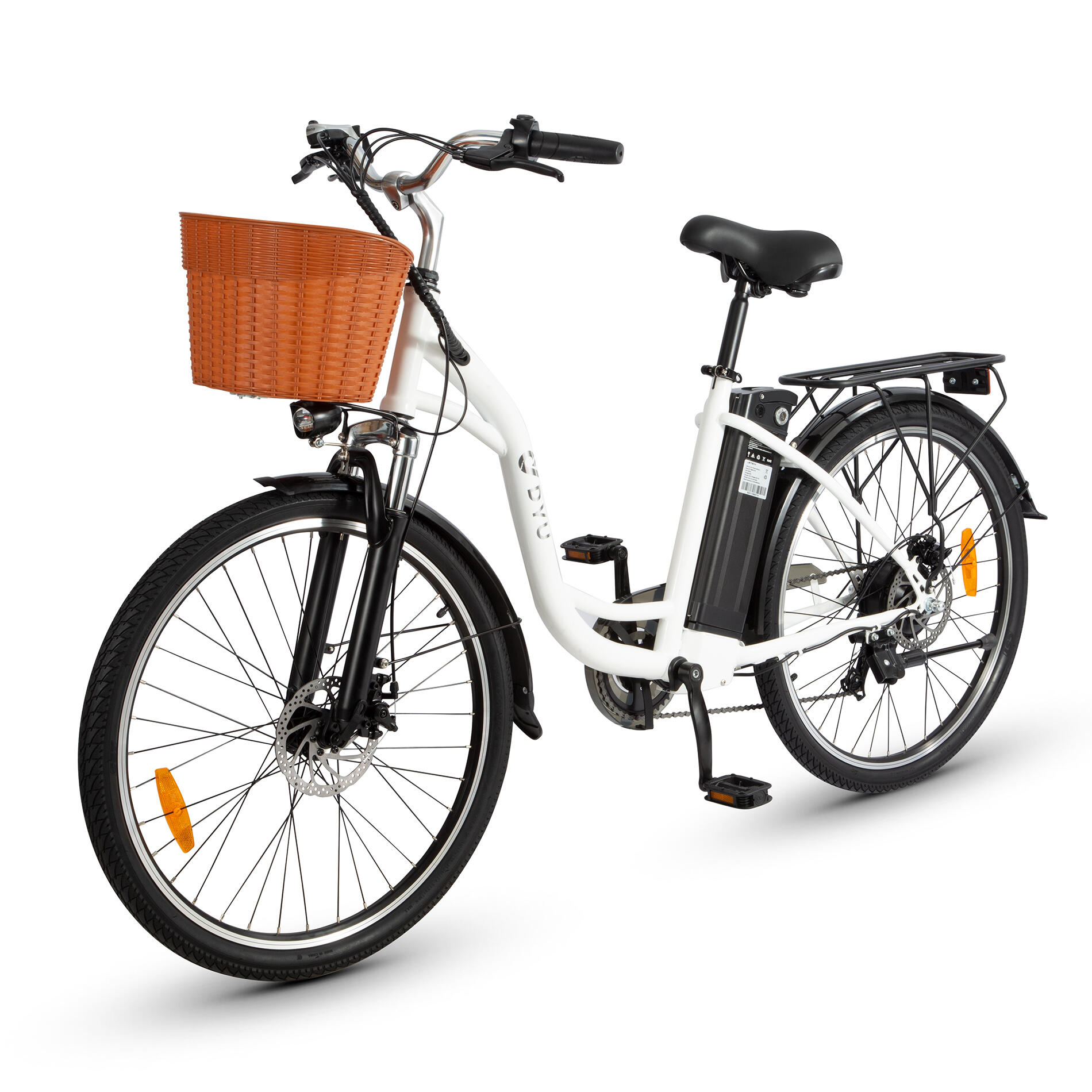 Dyu - Vélo Électrique Dyu C6 Pour Adultes 26 Pouces, Batterie 36 V 12,5 Ah - Vélo Ville - Blanc - Decathlon