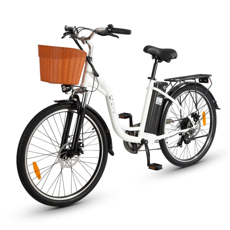 Bicicleta elétrica DYU C6 para adulto, 26", 36V, bateria de 12,5 Ah