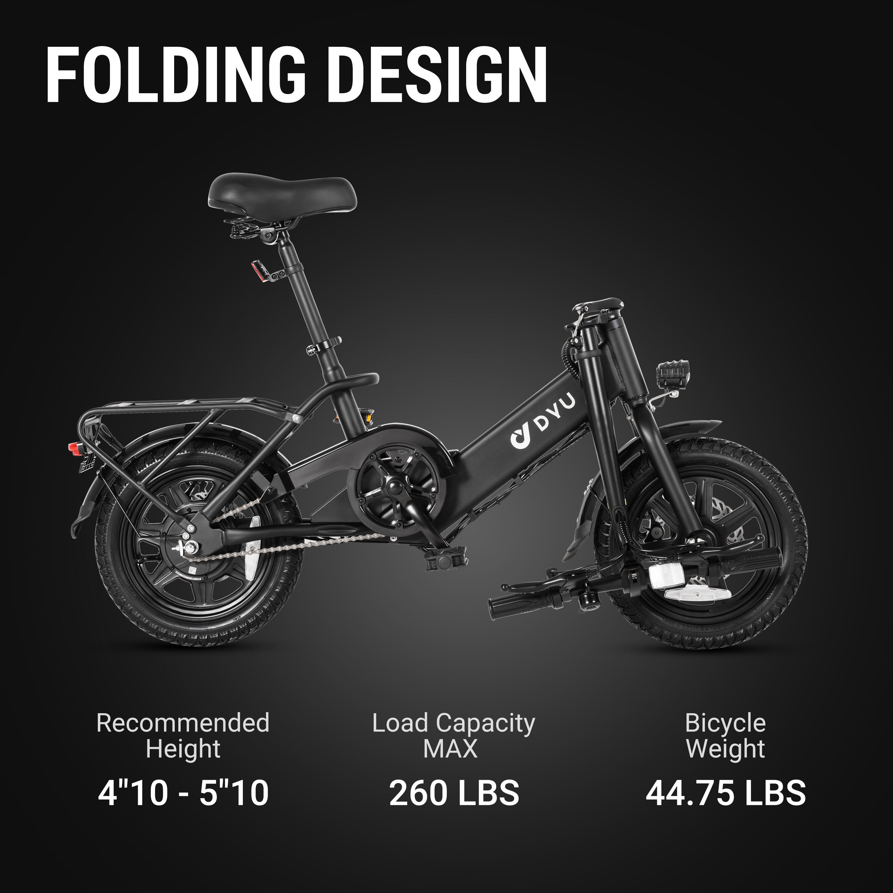 DYU C3 Elektrische Fiets 14" 36V 7.5Ah Accu 5/6