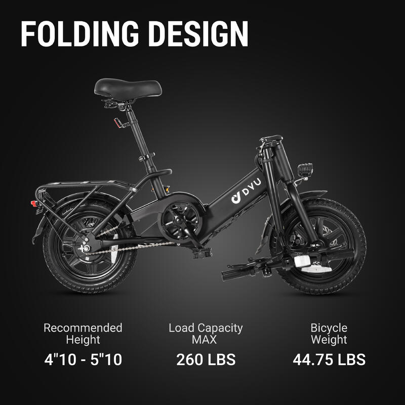 Vélo électrique DYU C3 14 pouces, batterie 36 V 7,5 Ah
