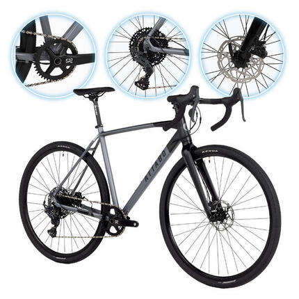 Rower gravelowy ATTABO GRADO 2.0 szary 54 cm Aluminiowa rama 10 przełożeń