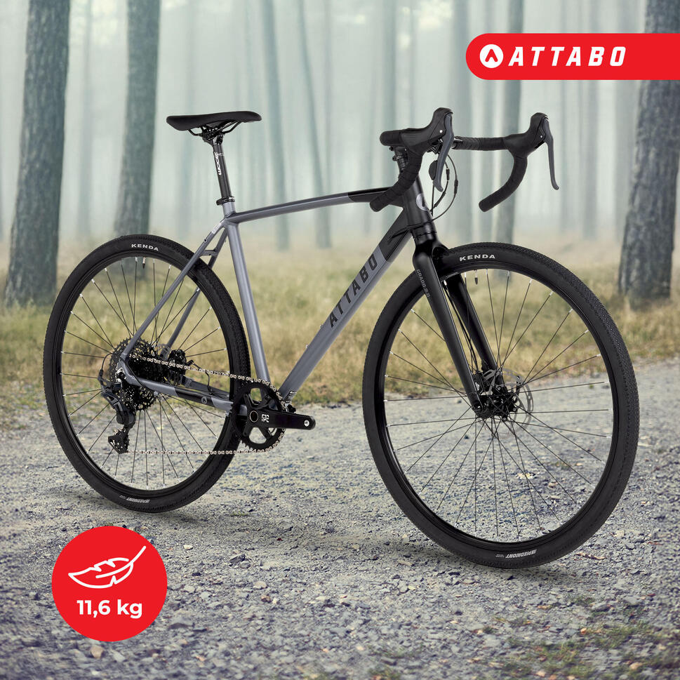 Rower gravelowy ATTABO GRADO 2.0 szary 52cm Aluminiowa rama 10 przełożeń