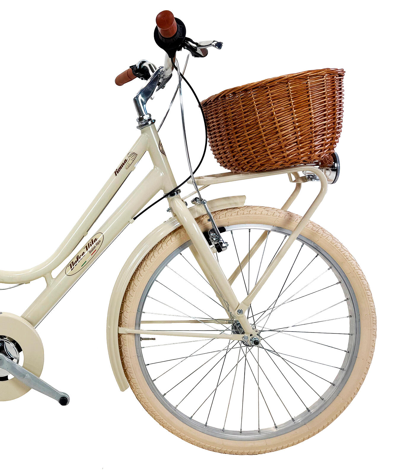 Meisjesfiets Dolce Vita by Canellini ROMA 24" 6V met mand - Crème 2/3