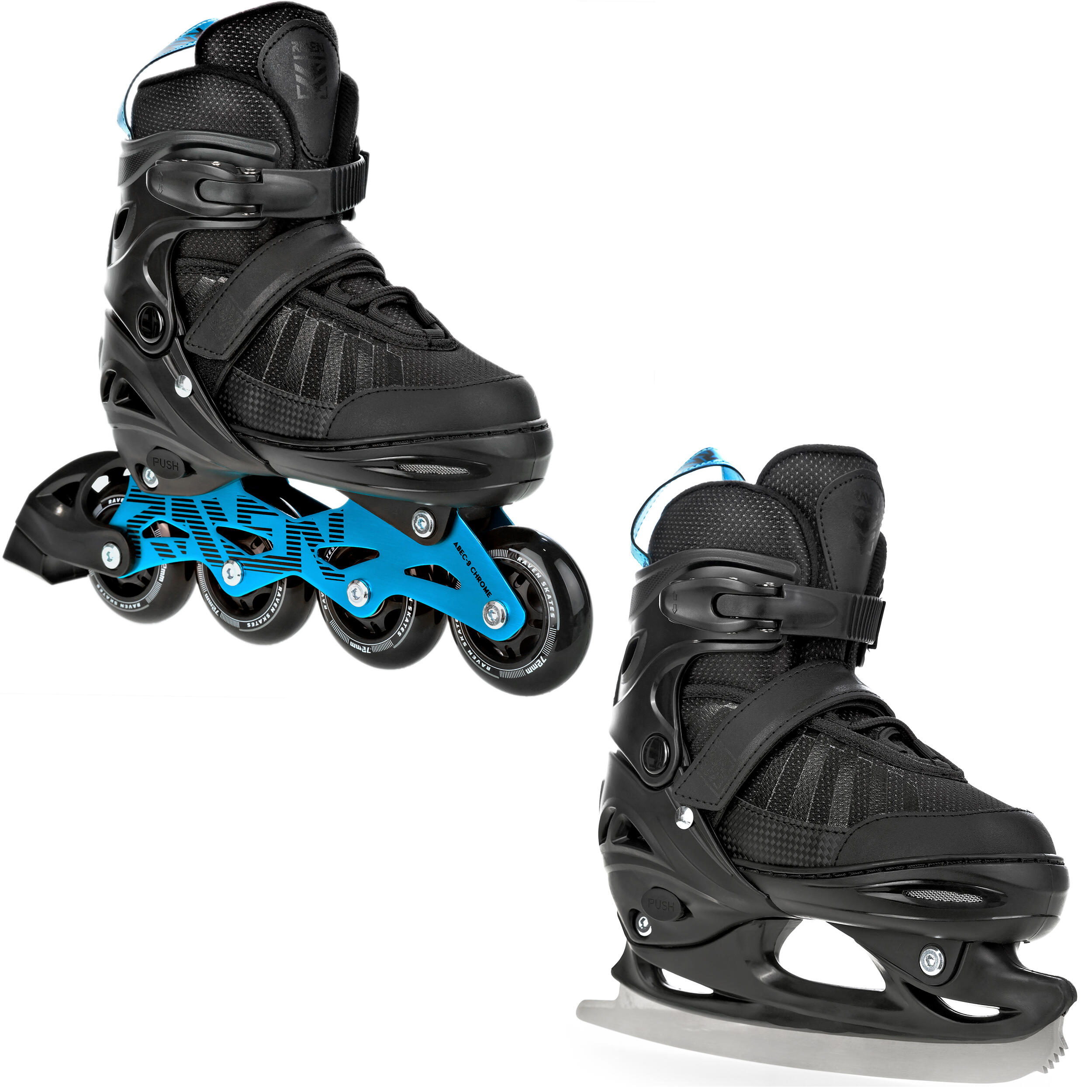 RAVEN Verstellbare Rollschuhe 2in1 Oxen Schwarz/Mint Anodized