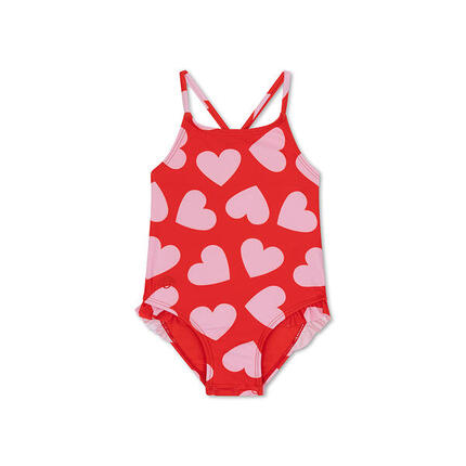 Maillot de bain fille - rouge - Hearts - 98/104