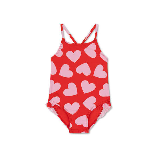 Maillot de bain fille - rouge - Hearts - 98/104