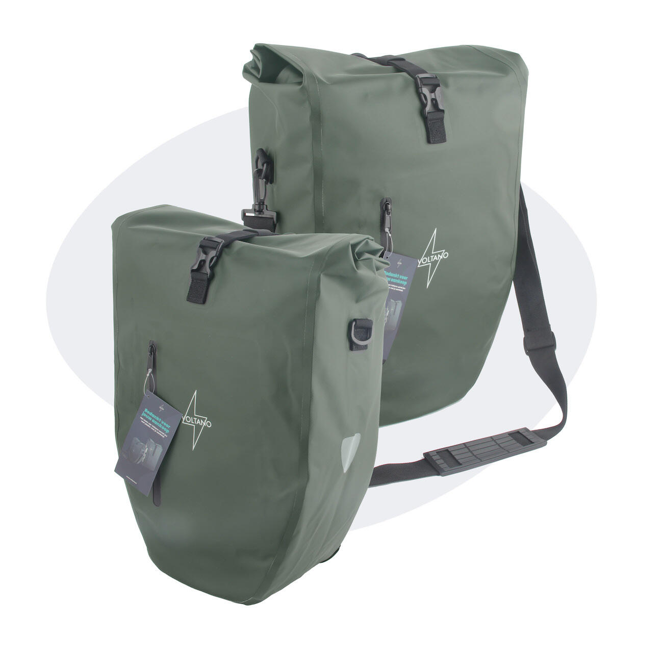 VOLTANO Voltano Luxe Fietstas 28L - Enkele Pakaftas - Olijf Groen - 100% Waterdicht