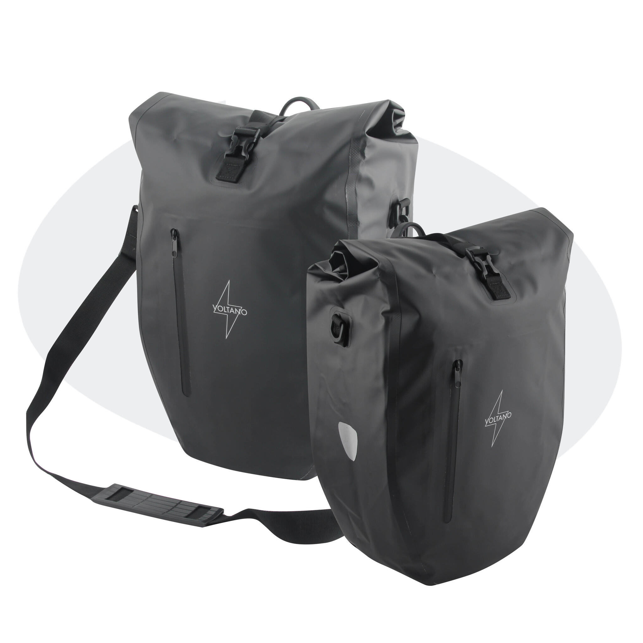 VOLTANO Voltano Luxe Fietstas 28L - Enkele Pakaftas - Zwart - 100% Waterdicht
