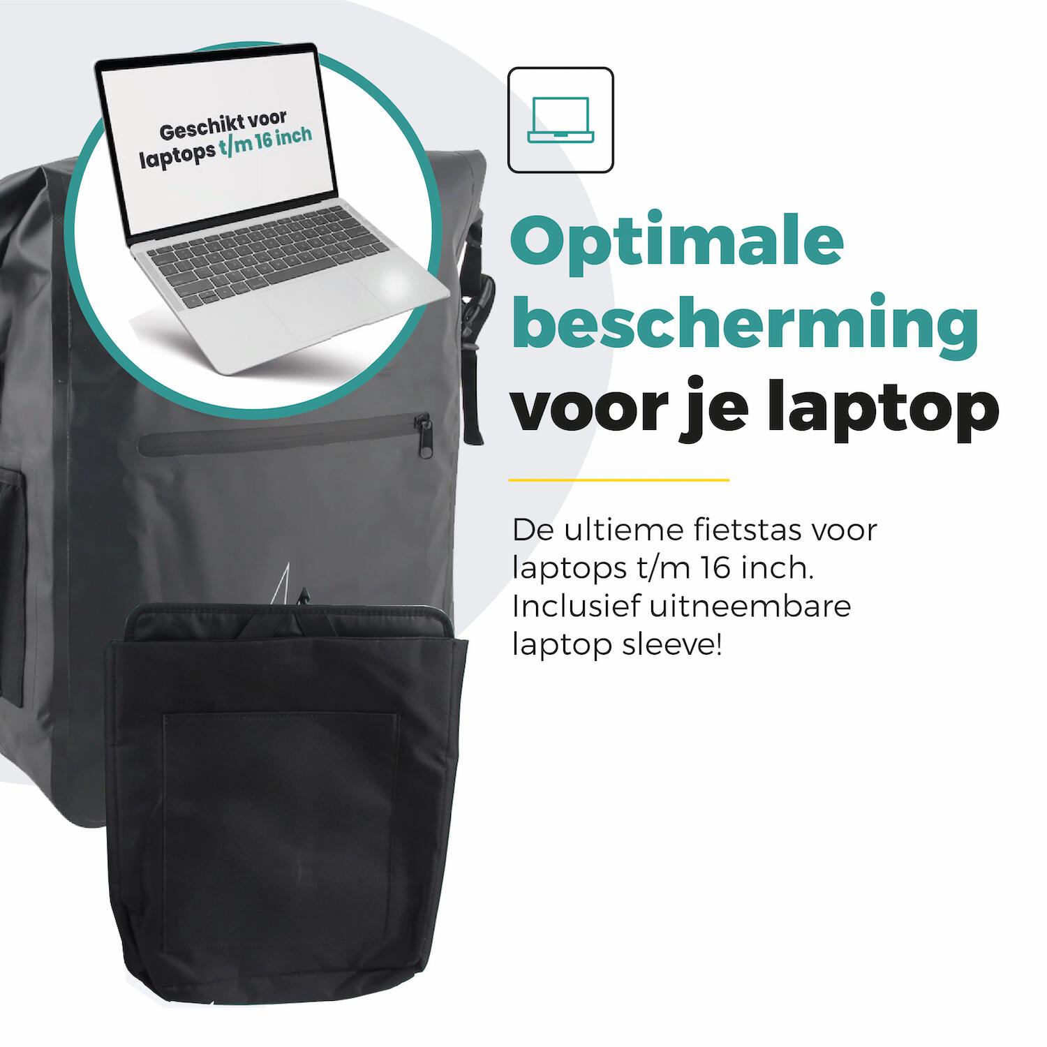 Voltano Luxe Fietstas / Rugtas 28L - Zwart - Enkele Pakaftas - 100% Waterdicht 3/7
