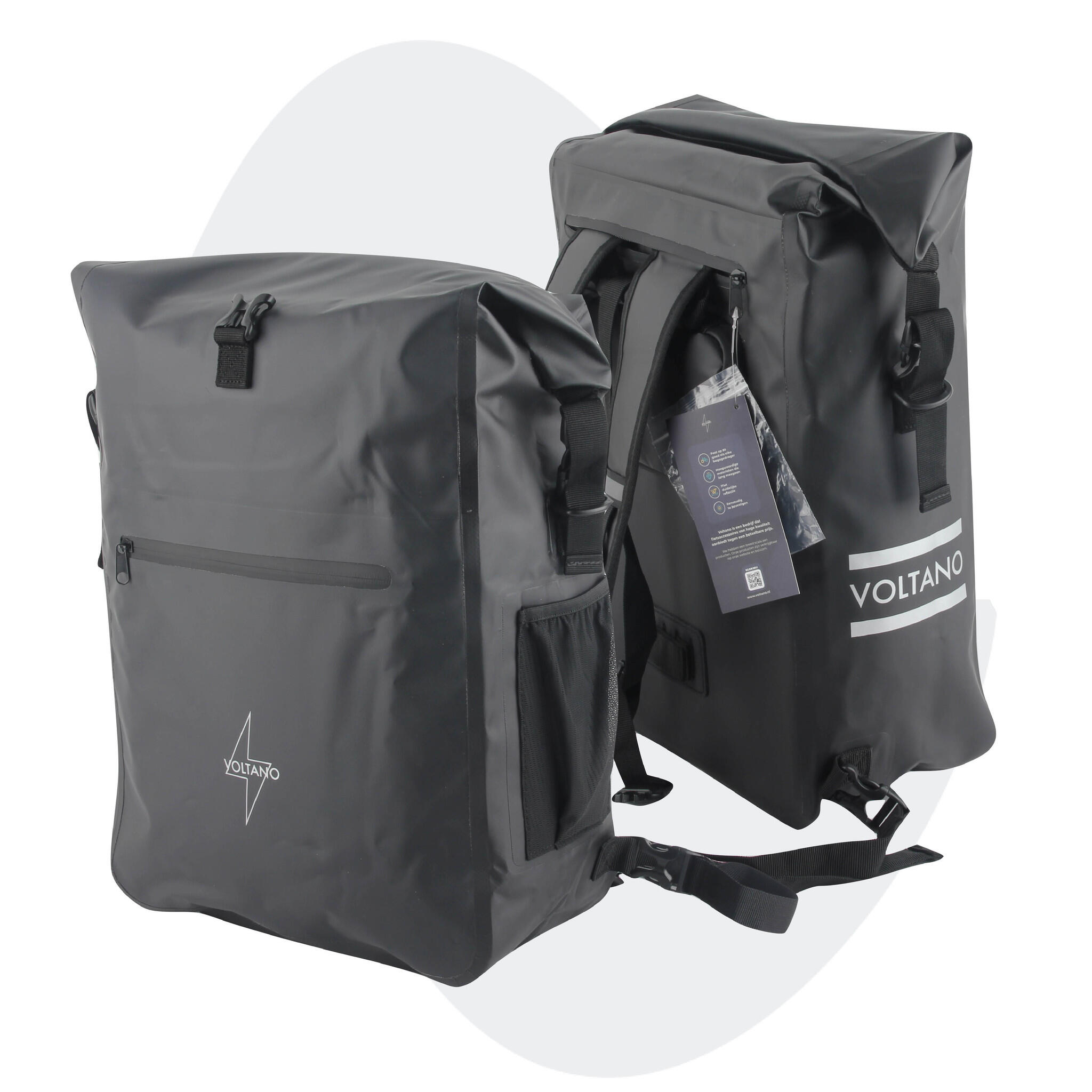 Voltano Luxe Fietstas / Rugtas 28L - Zwart - Enkele Pakaftas - 100% Waterdicht 4/7