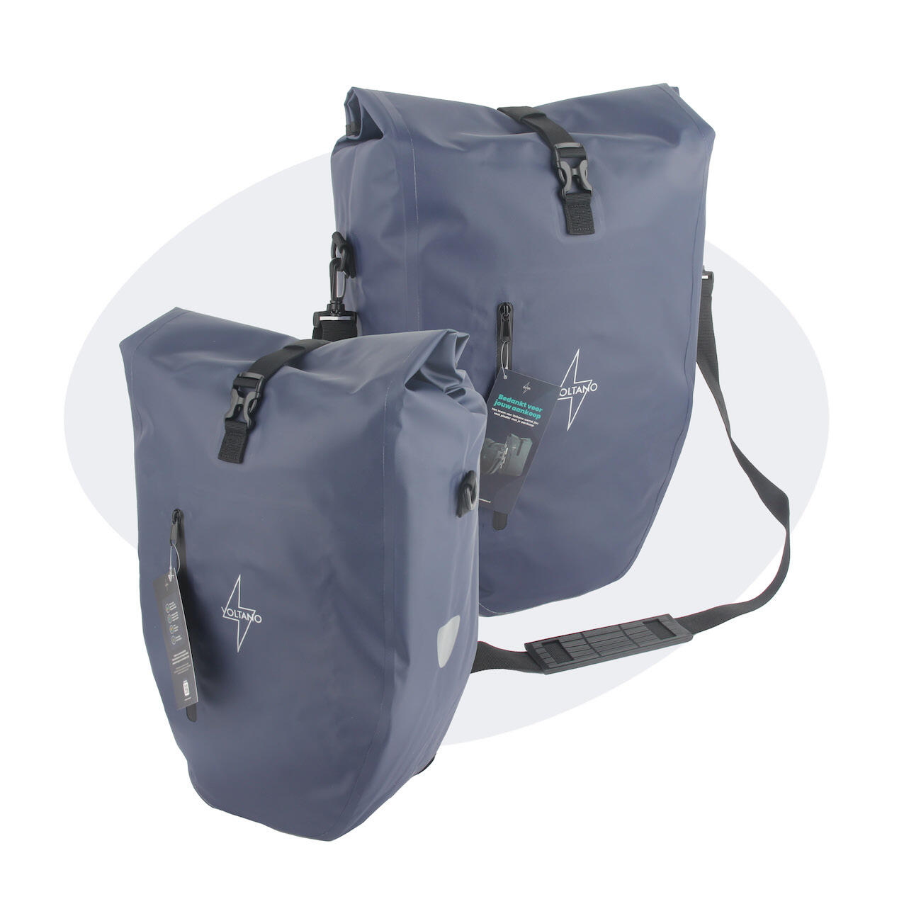 VOLTANO Voltano Luxe Fietstas 28L - Enkele Pakaftas - Marine Blauw - 100% Waterdicht